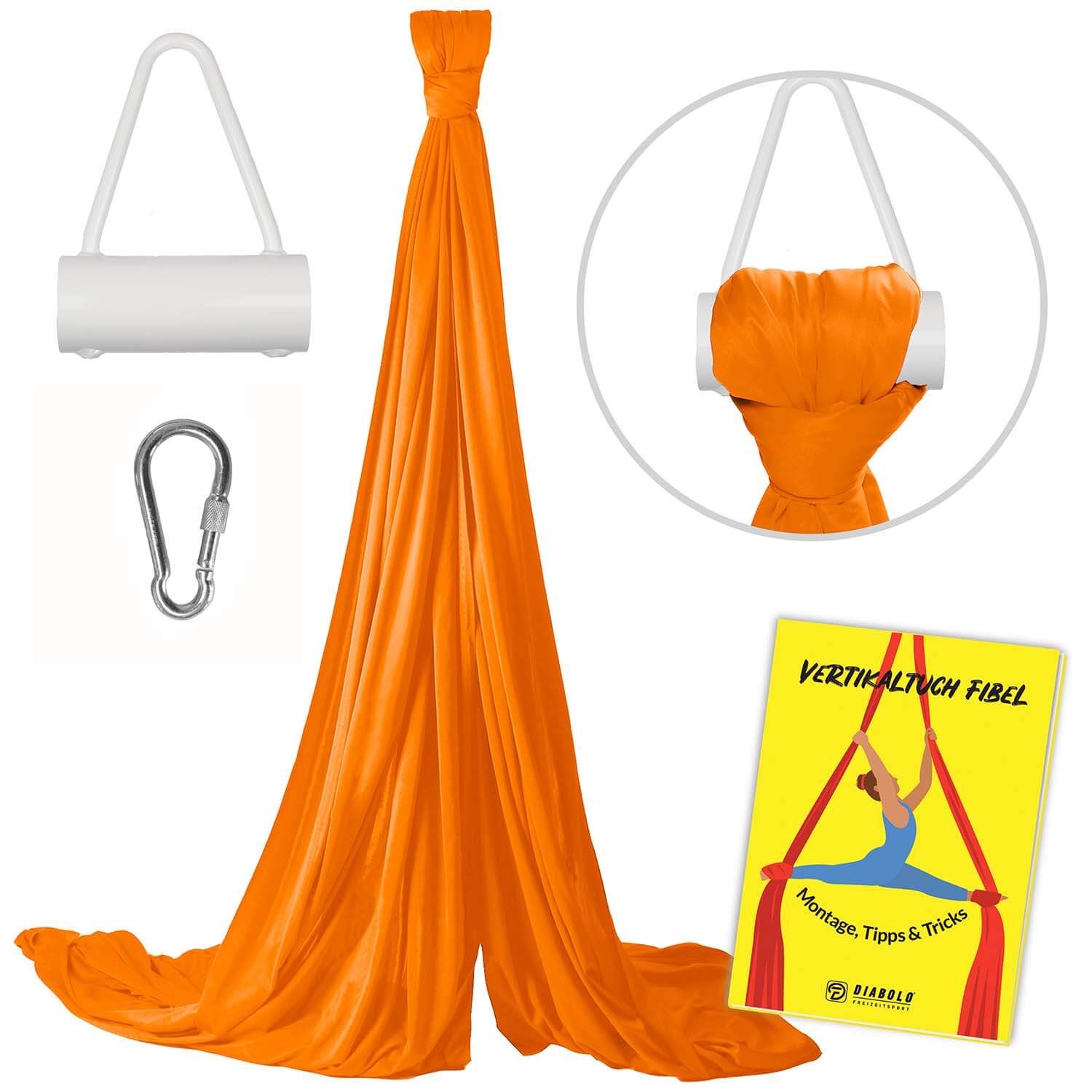 Diabolo Freizeitsport - Vertikaltuch Orange mit Triangelhalterung Weiß mit Anleitungsheft Diabolo Freizeitsport - Vertikaltuch Orange mit Triangelhalterung Weiß mit Anleitungsheft