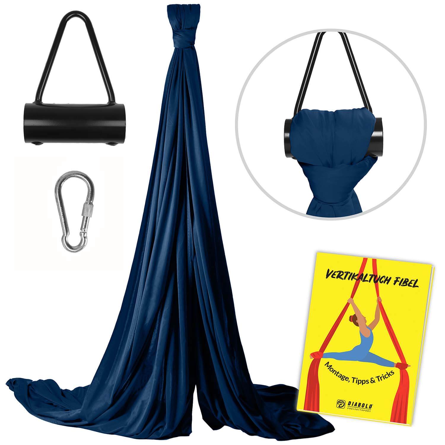 Diabolo Freizeitsport - Vertikaltuch Navyblau mit Triangelhalterung Schwarz mit Anleitungsheft Diabolo Freizeitsport - Vertikaltuch Navyblau mit Triangelhalterung Schwarz mit Anleitungsheft