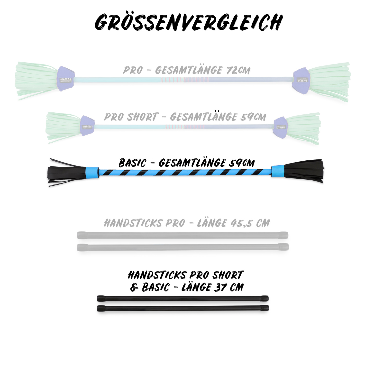 Diabolo Freizeitsport - Flowerstick Basic Blau Grössenvergleich 001