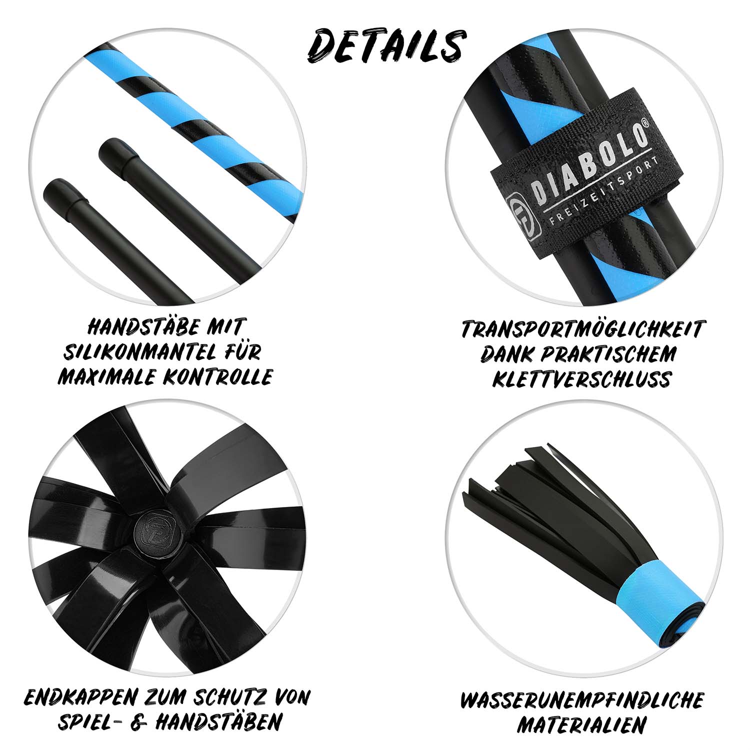 Diabolo Freizeitsport - Flowerstick Basic Blau Detailübersicht 001