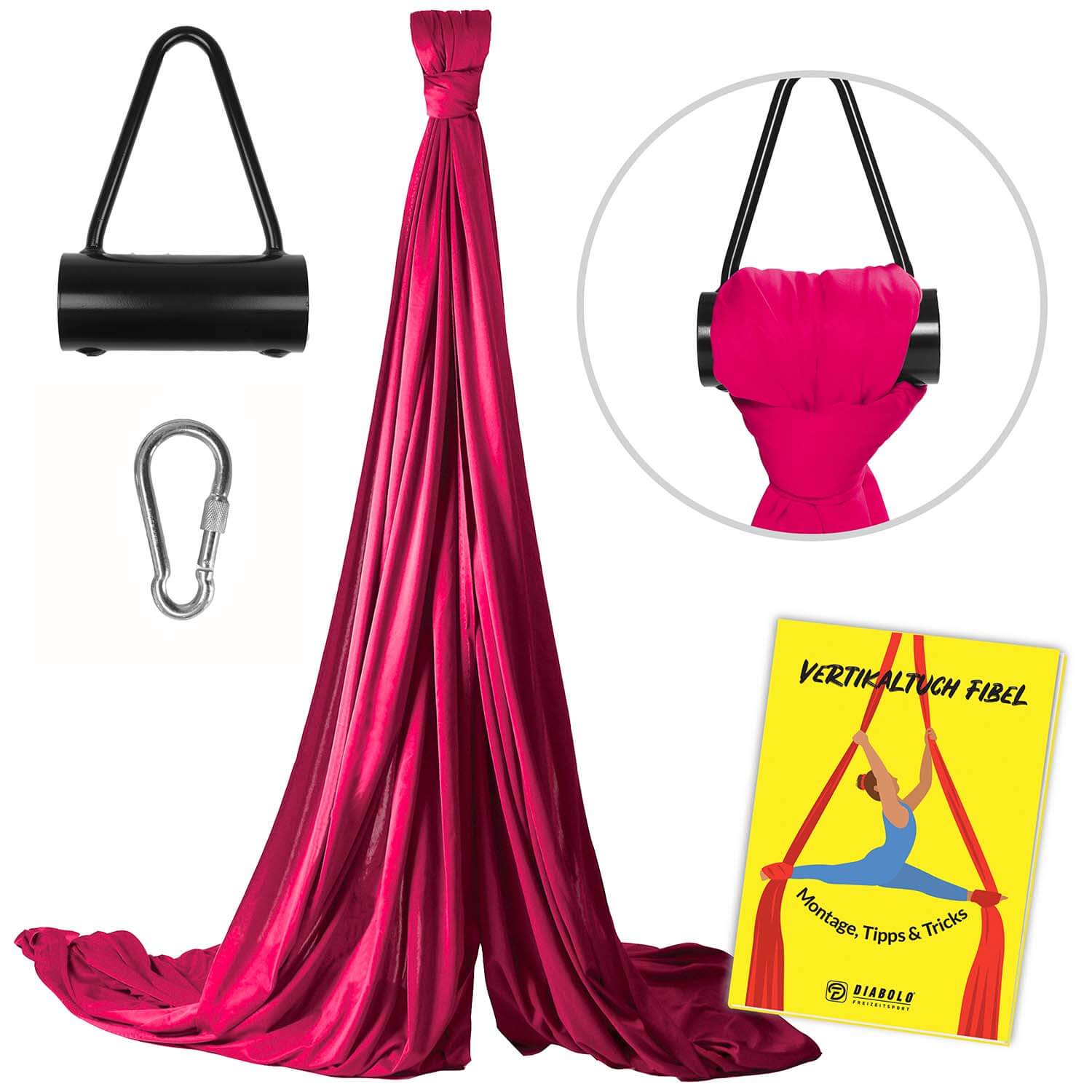 Diabolo Freizeitsport - Vertikaltuch Pink mit Triangelhalterung Schwarz mit Anleitungsheft Diabolo Freizeitsport - Vertikaltuch Pink mit Triangelhalterung Schwarz mit Anleitungsheft