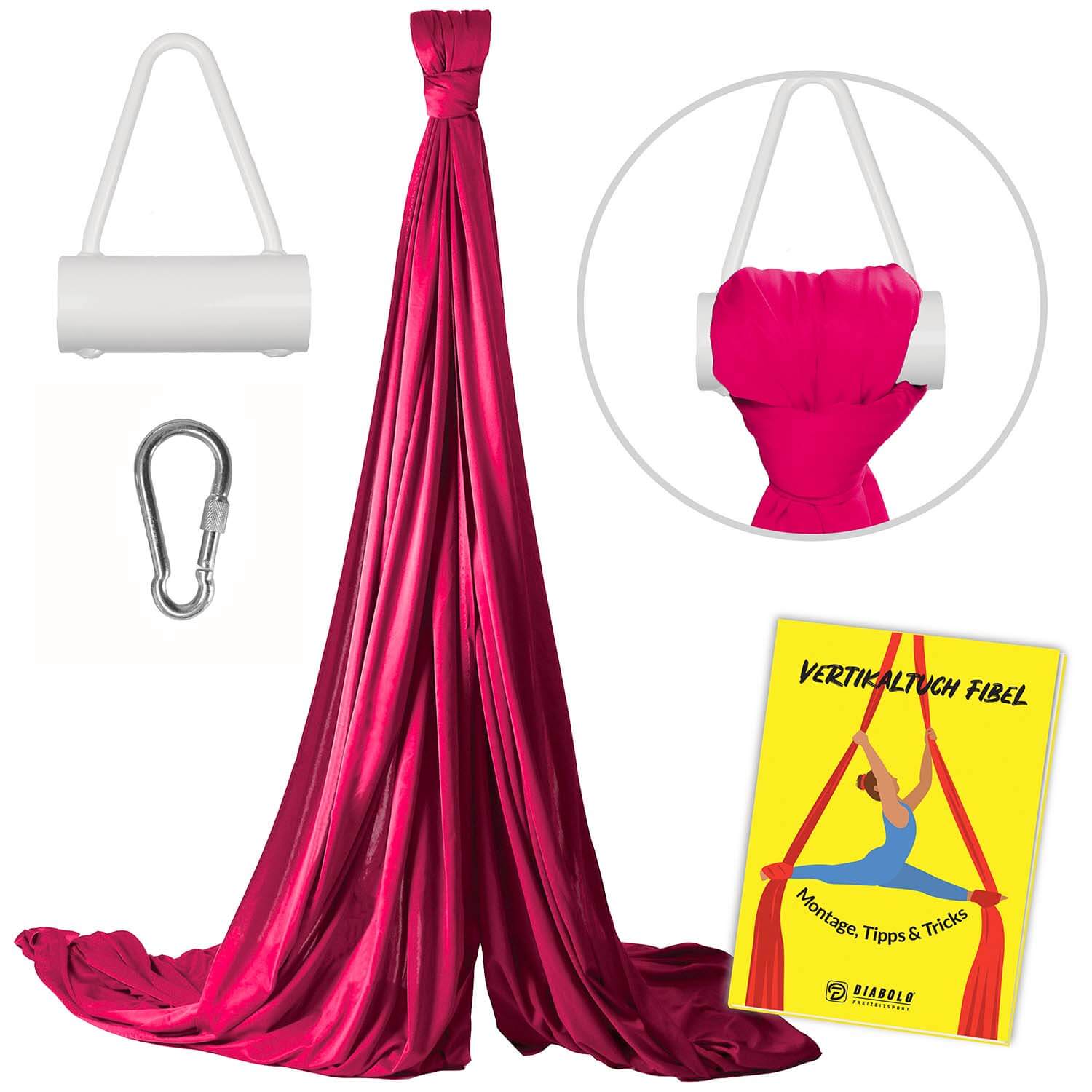 Diabolo Freizeitsport - Vertikaltuch Pink mit Triangelhalterung Weiß mit Anleitungsheft Diabolo Freizeitsport - Vertikaltuch Pink mit Triangelhalterung Weiß mit Anleitungsheft