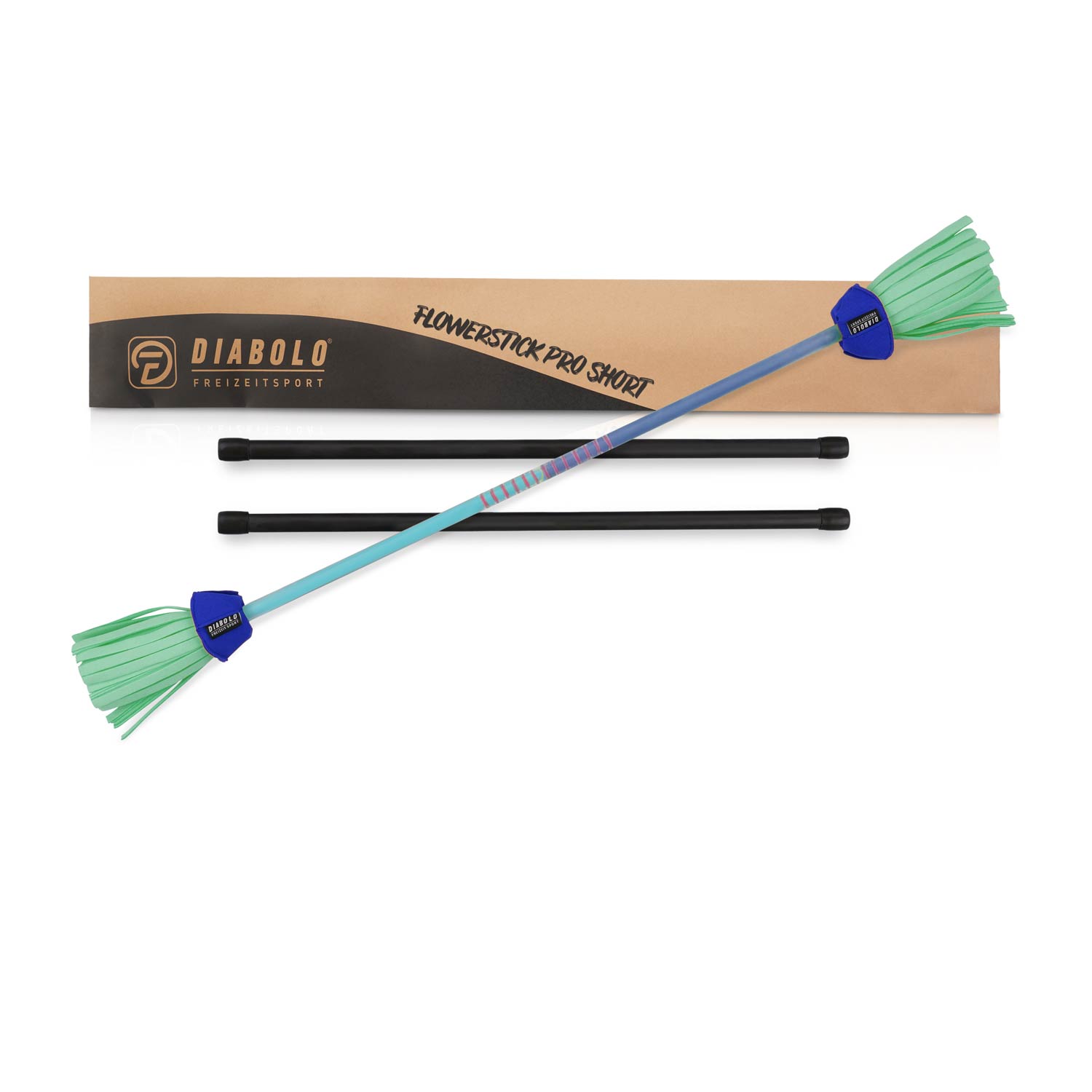 Diabolo Freizeitsport - Flower Sticks Pro Short Festival Blau Türkis 03 Diabolo Freizeitsport - Flower Sticks Pro Short Festival Blau Türkis 03