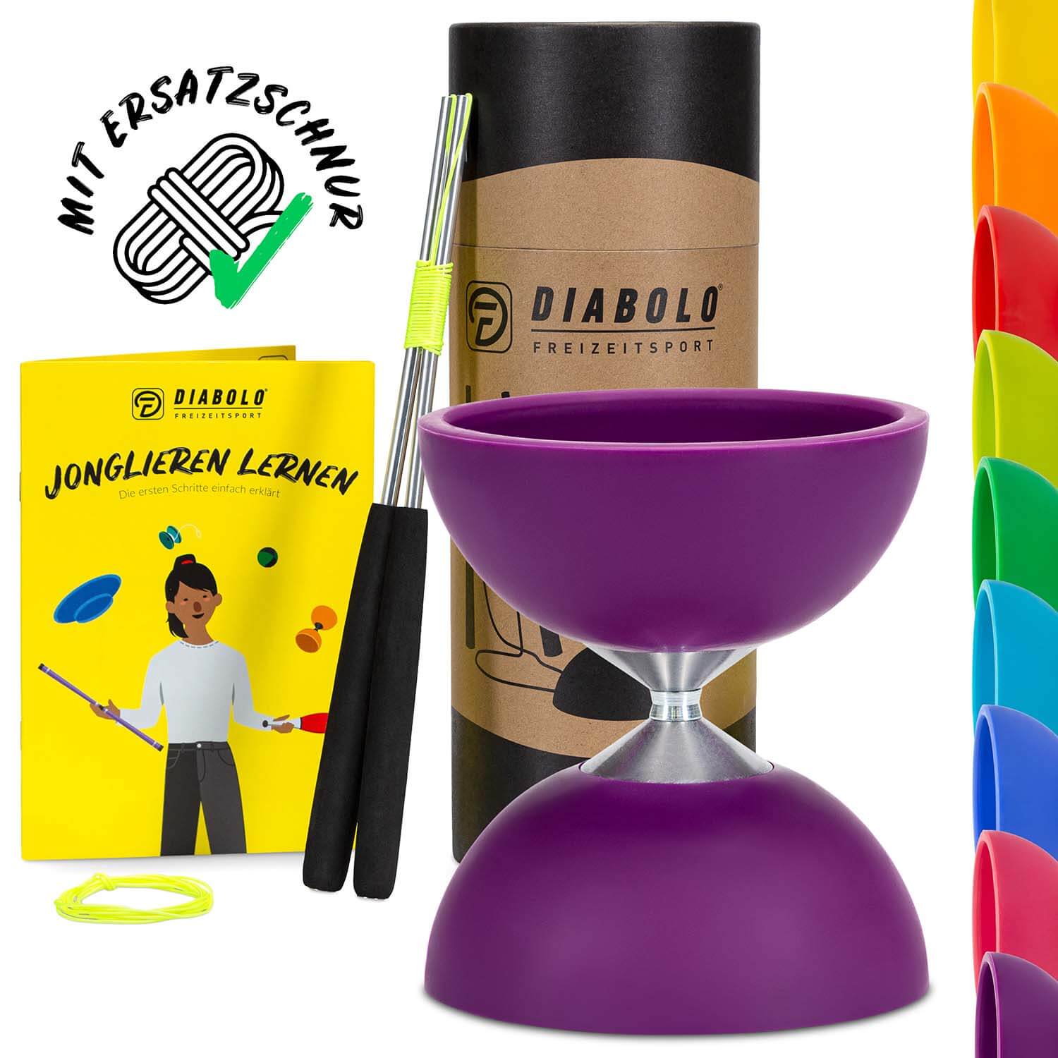 Diabolo Freizeitsport - Diabolo Set Basic Lila Alle Farben mit Ersatzschnur
