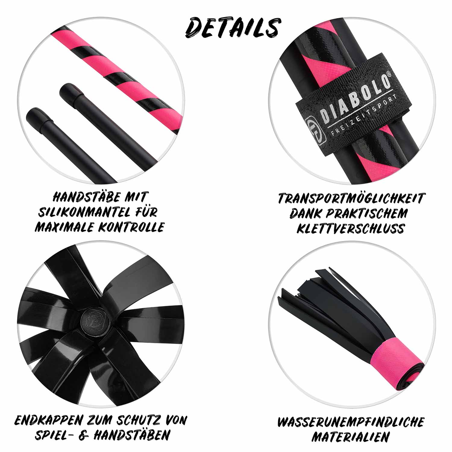 Diabolo Freizeitsport - Flowerstick Basic Pink Detailübersicht 001