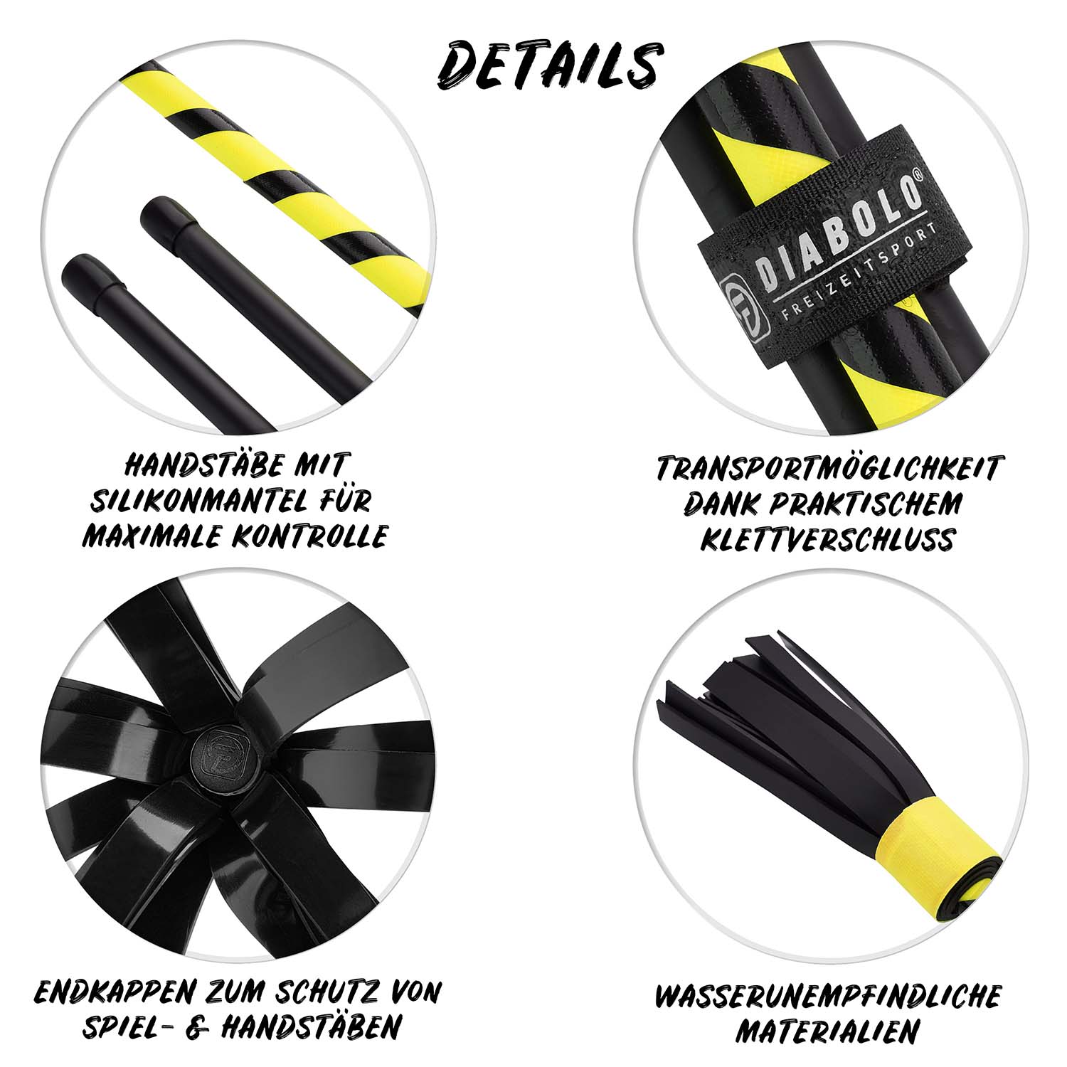 Diabolo Freizeitsport - Flowerstick Basic Gelb Detailübersicht 001
