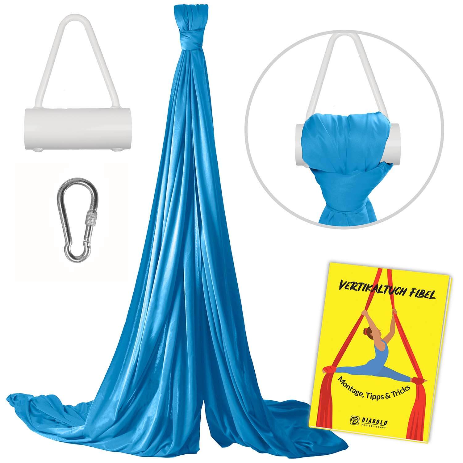 Diabolo Freizeitsport - Vertikaltuch Türkisblau mit Triangelhalterung Weiß mit Anleitungsheft Diabolo Freizeitsport - Vertikaltuch Türkisblau mit Triangelhalterung Weiß mit Anleitungsheft