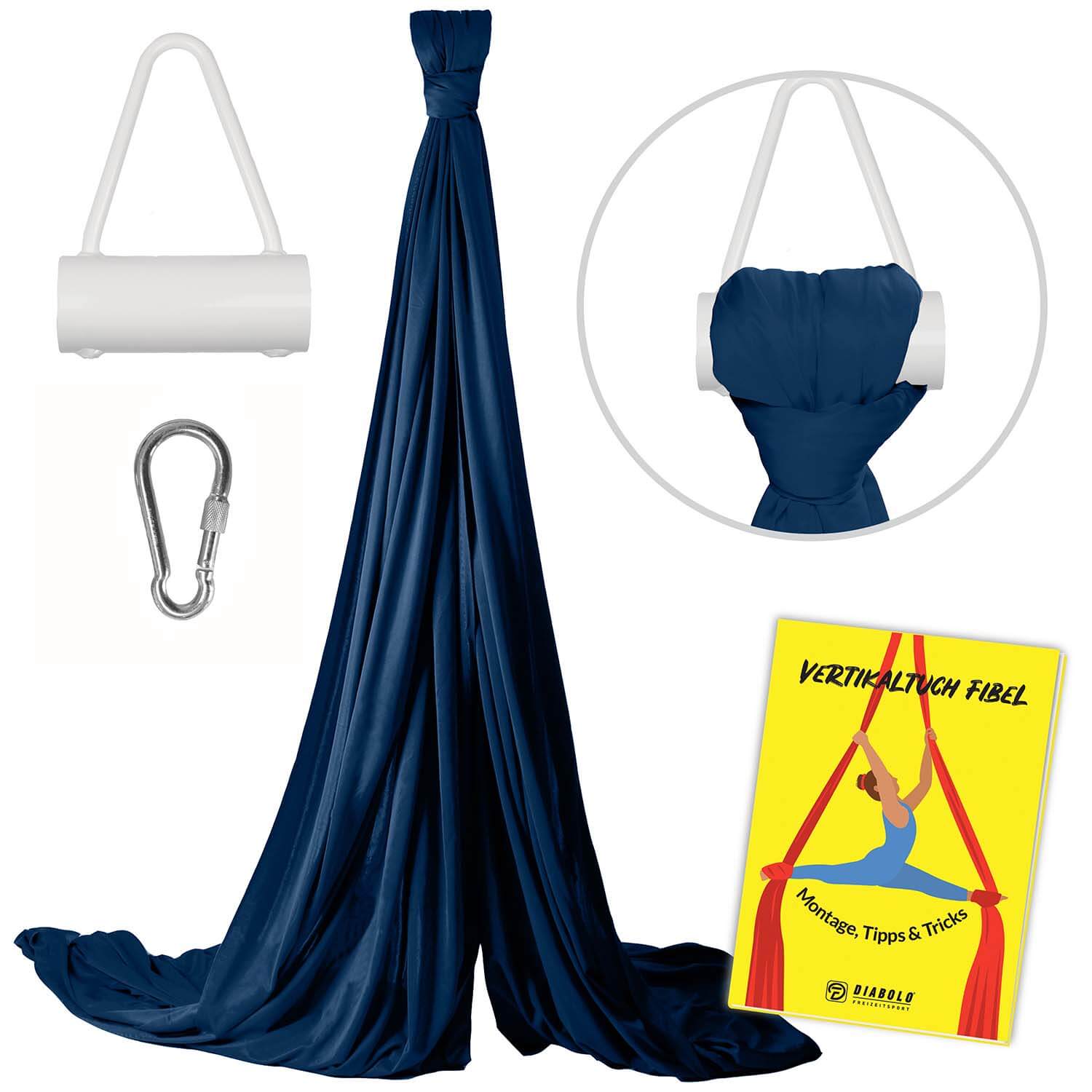 Diabolo Freizeitsport - Vertikaltuch Navyblau mit Triangelhalterung Weiß mit Anleitungsheft Diabolo Freizeitsport - Vertikaltuch Navyblau mit Triangelhalterung Weiß mit Anleitungsheft