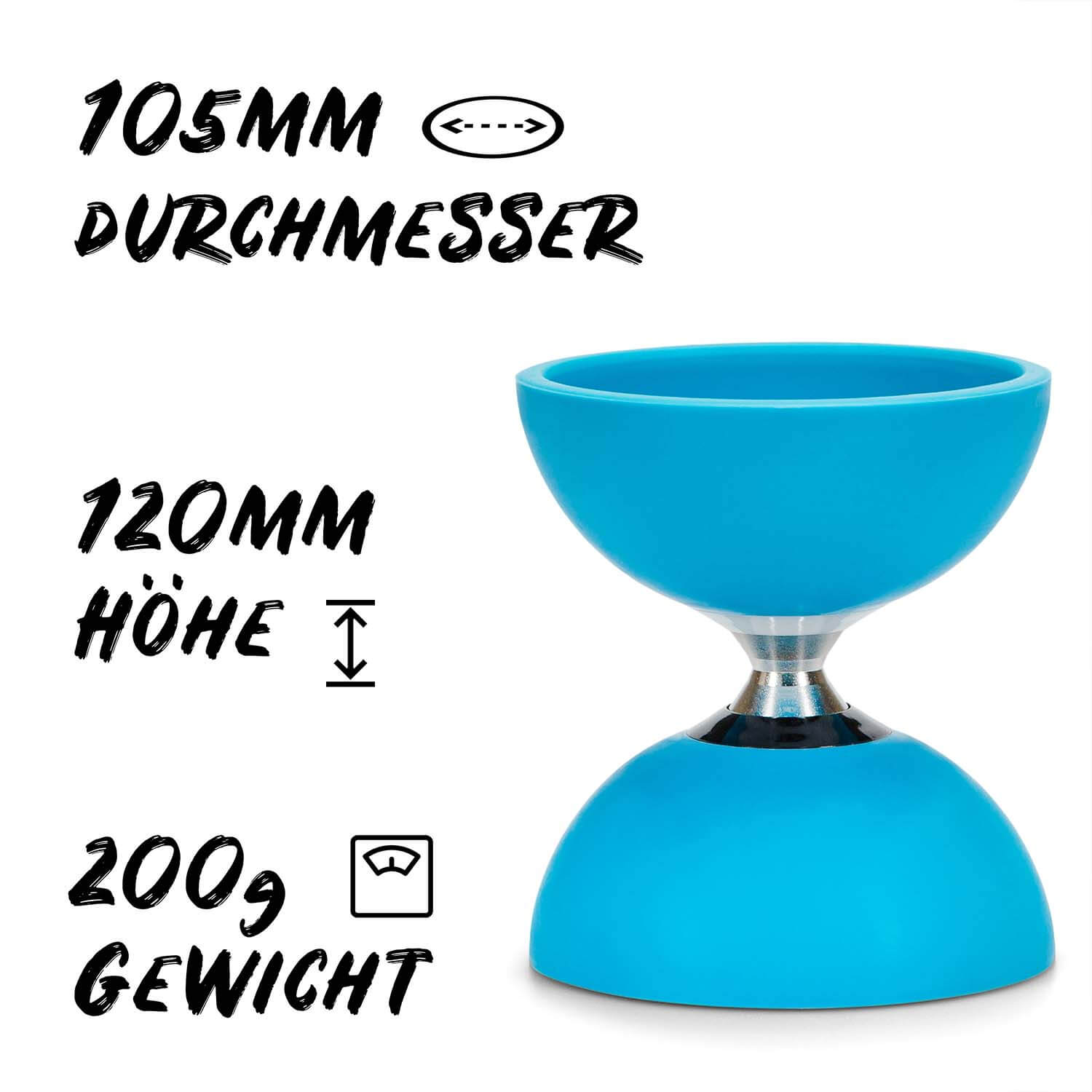 Diabolo Freizeitsport - Diabolo Set Pro Türkis 105mm 200g Diabolo Freizeitsport - Diabolo Set Pro Türkis 105mm 200g
