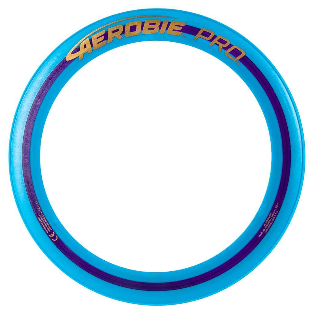 Aerobie - Blauer Pro Wurfring auf weißem Hintergrund