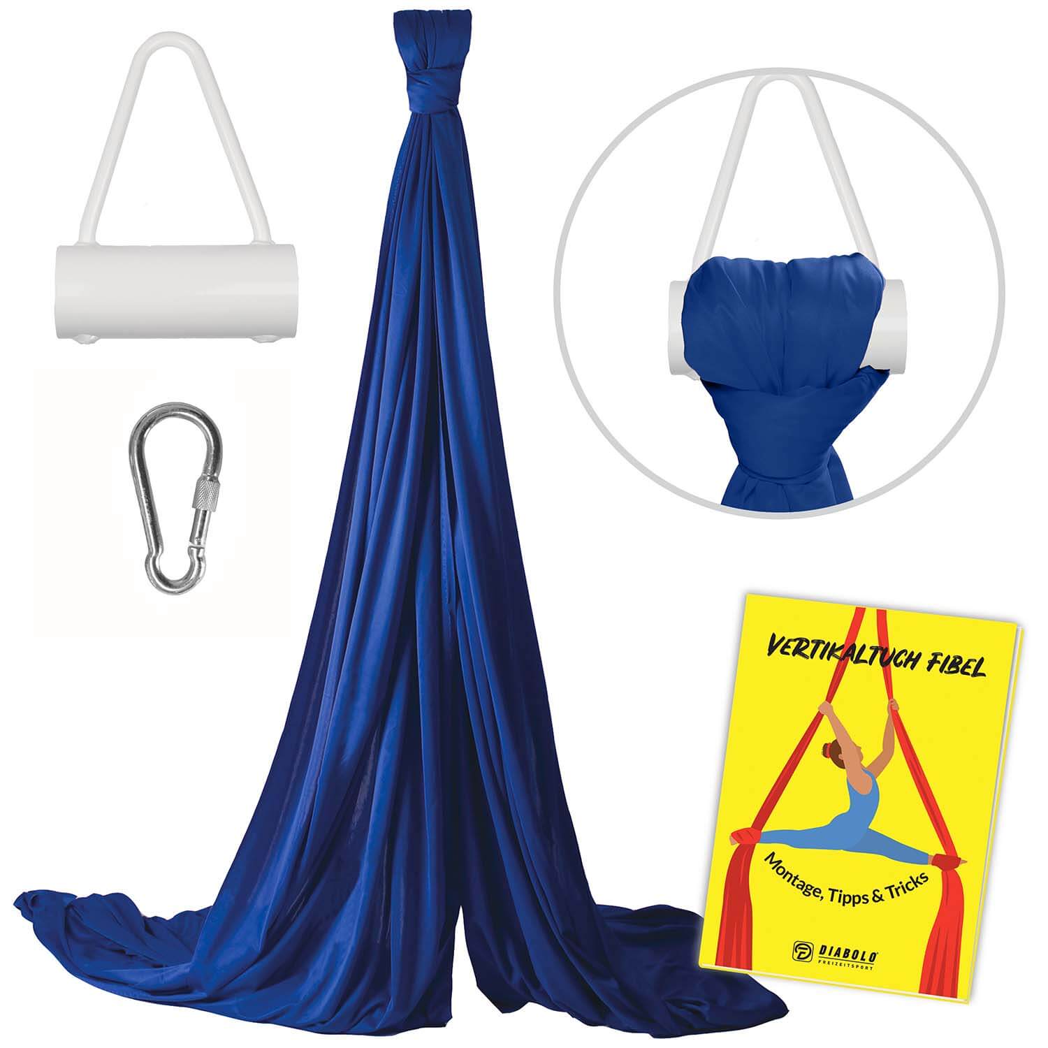 Diabolo Freizeitsport - Vertikaltuch Royalblau mit Triangelhalterung Weiß mit Anleitungsheft Diabolo Freizeitsport - Vertikaltuch Royalblau mit Triangelhalterung Weiß mit Anleitungsheft