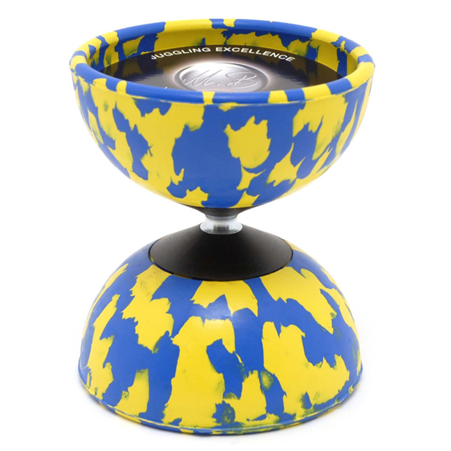 Diabolo Freizeitsport - Harlekin Medium Diabolo Gelb Blau 001