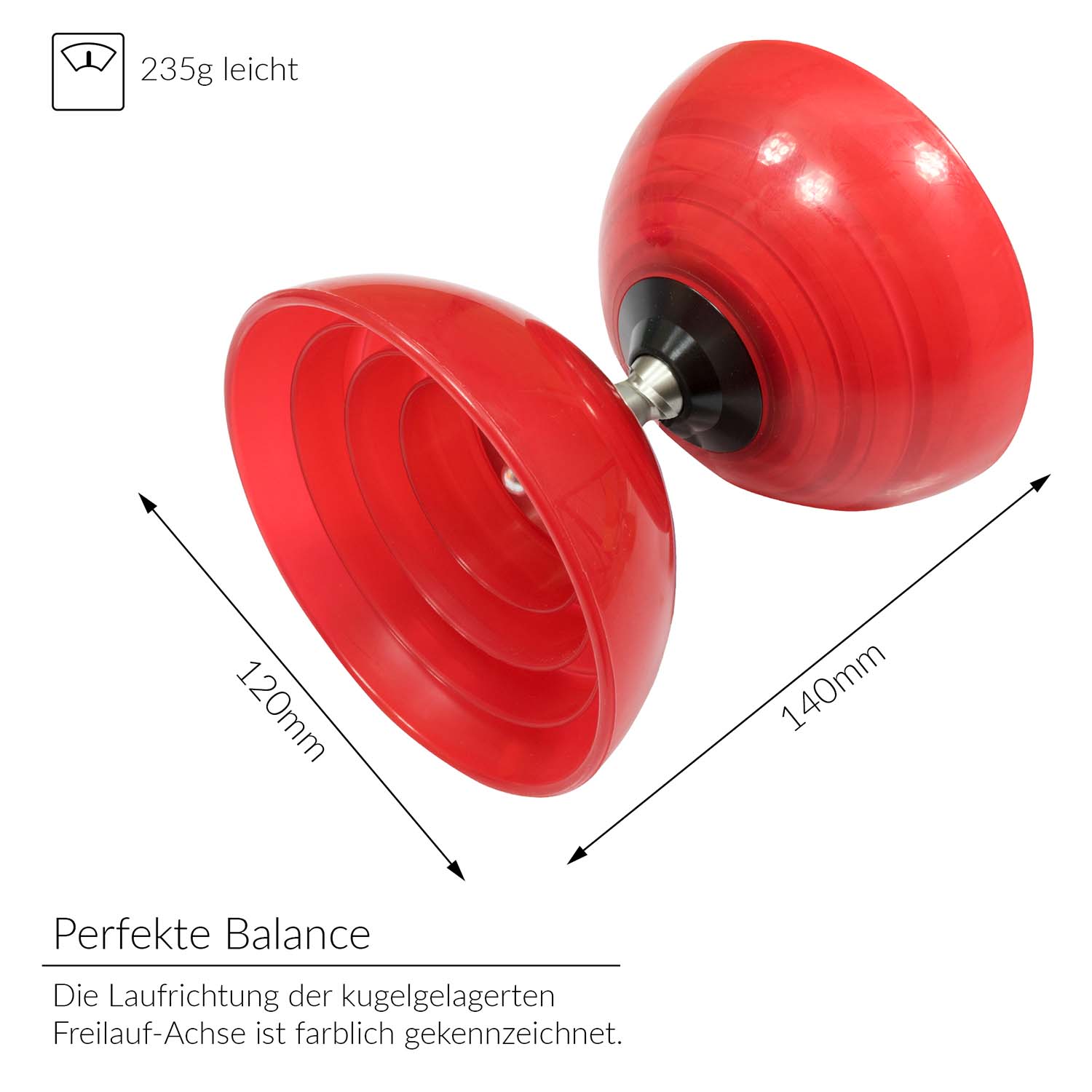 Henrys - Diabolo Set Beach Diabolo Rot Größenangabe 001