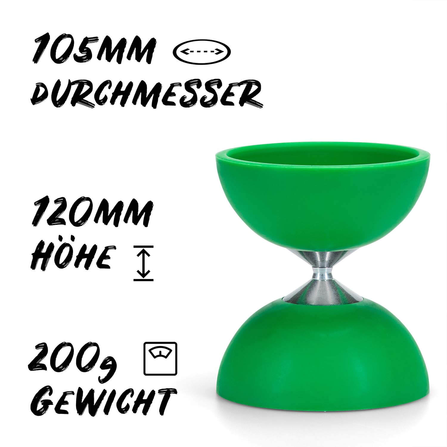 Diabolo Freizeitsport - Diabolo Set Basic Grün 105mm 200g