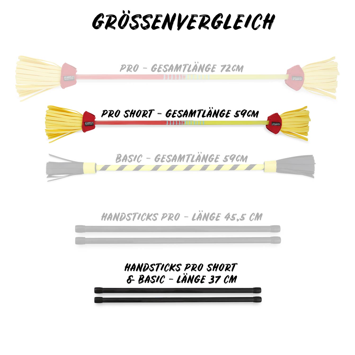 Diabolo Freizeitsport - Flower Sticks Pro Short Größenvergleich Gelb Rot A Diabolo Freizeitsport - Flower Sticks Pro Short Größenvergleich Gelb Rot A