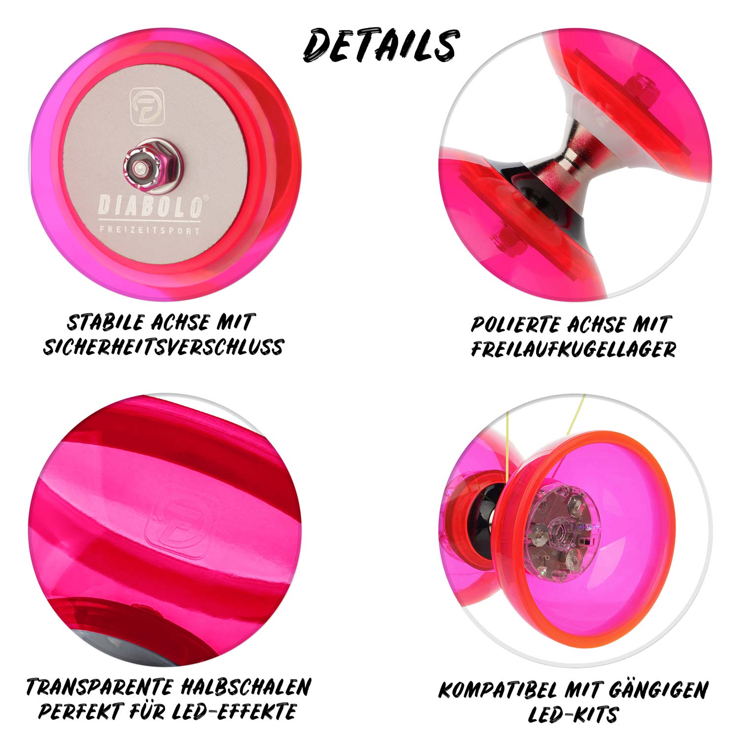 Diabolo Freizeitsport - Diabolo Set Pro Clear Set Rot Details