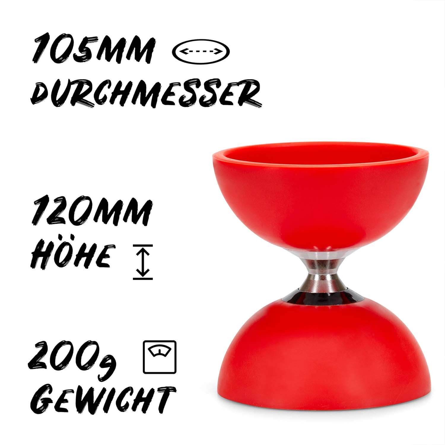 Diabolo Freizeitsport - Diabolo Set Pro Rot 105mm 200g