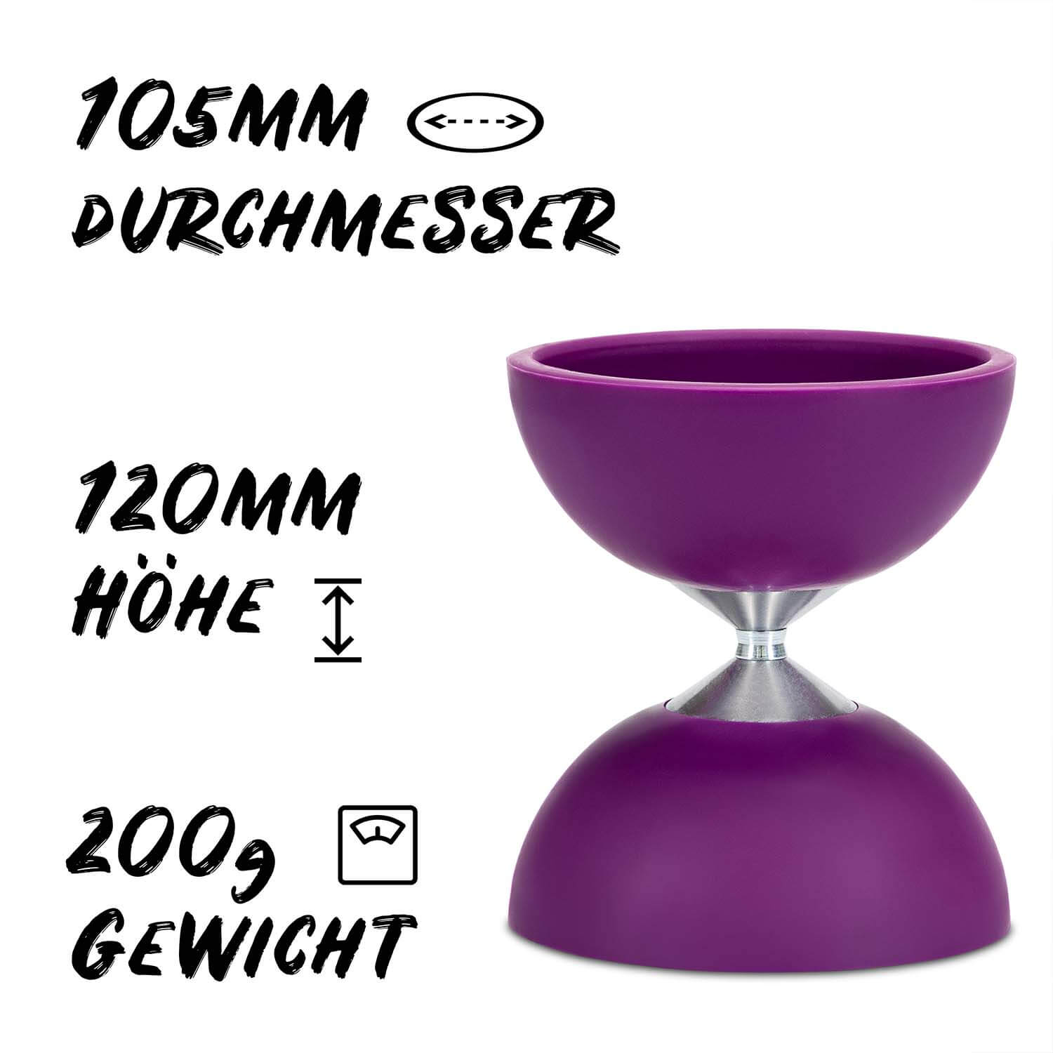 Diabolo Freizeitsport - Diabolo Set Basic Lila 105mm 200g