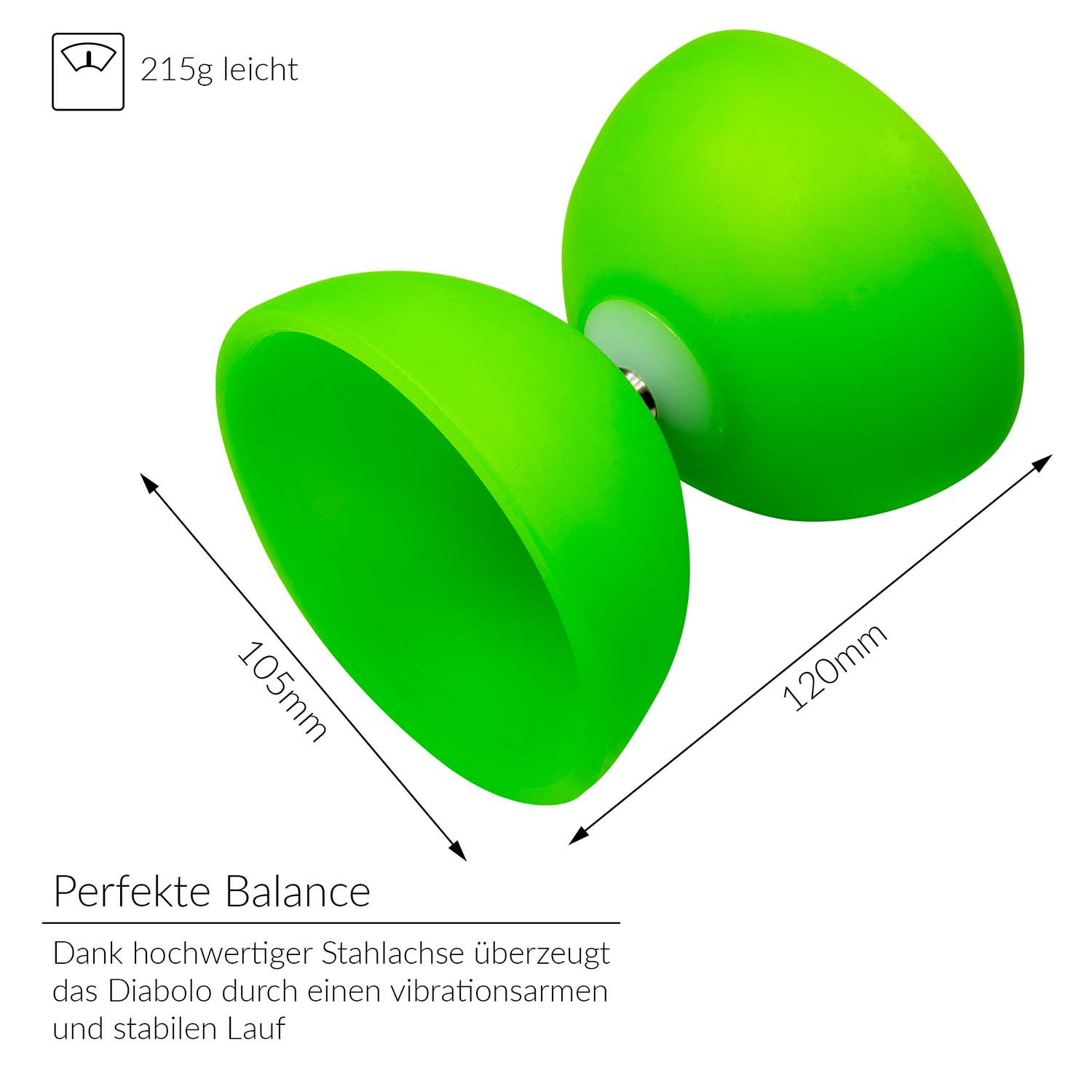 Diabolo Freizeitsport - Play Diabolo Set Comet Diabolo Neongruen 002
