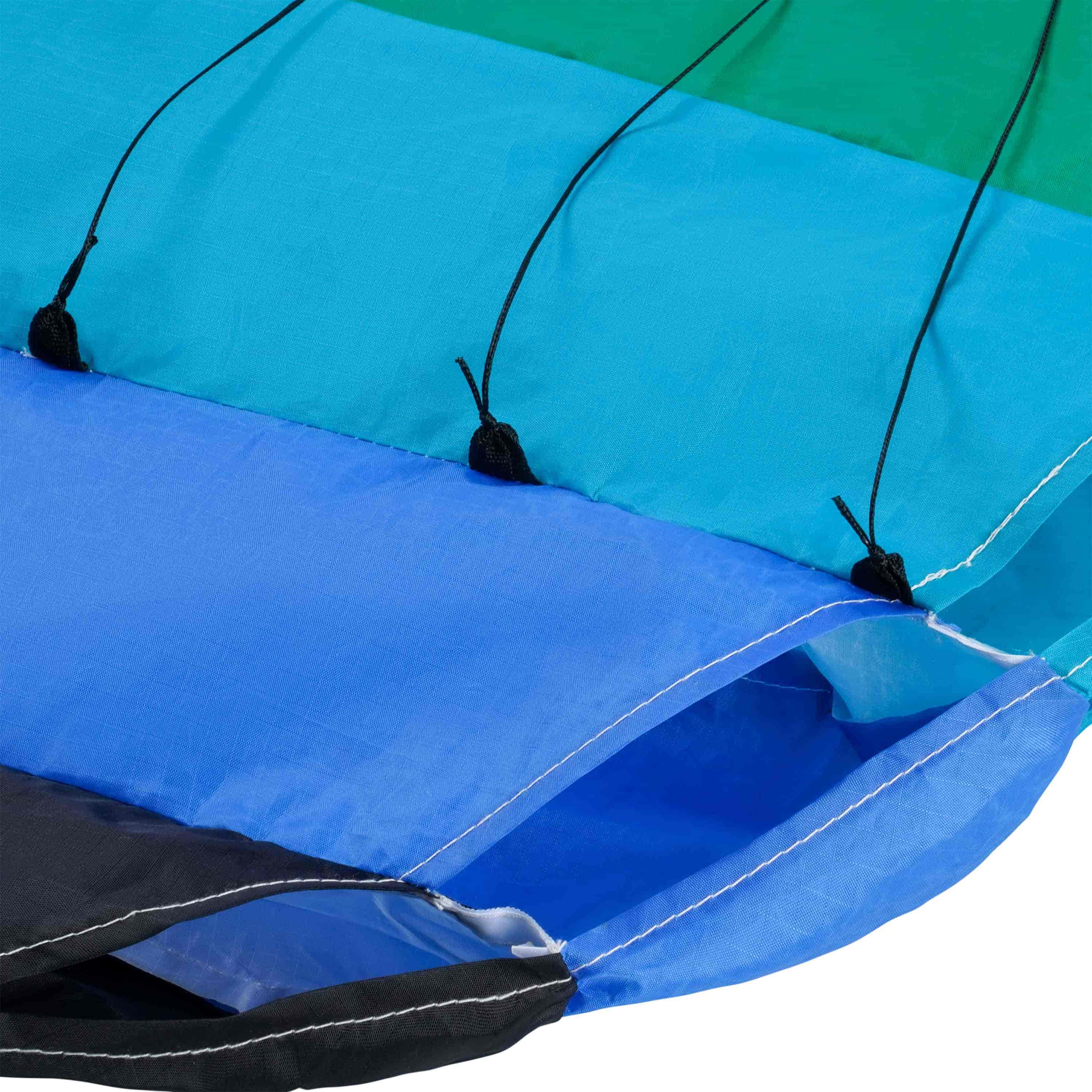 Stabile Lenkmatte für wenig Wind in Regenbogen von der deutschen Firma Wolkenstürmer gegründet in Hamburg Stabiler Drachenstoff bei Lenkmatte Paraflex Basic 2.1 regenbogen im Detail