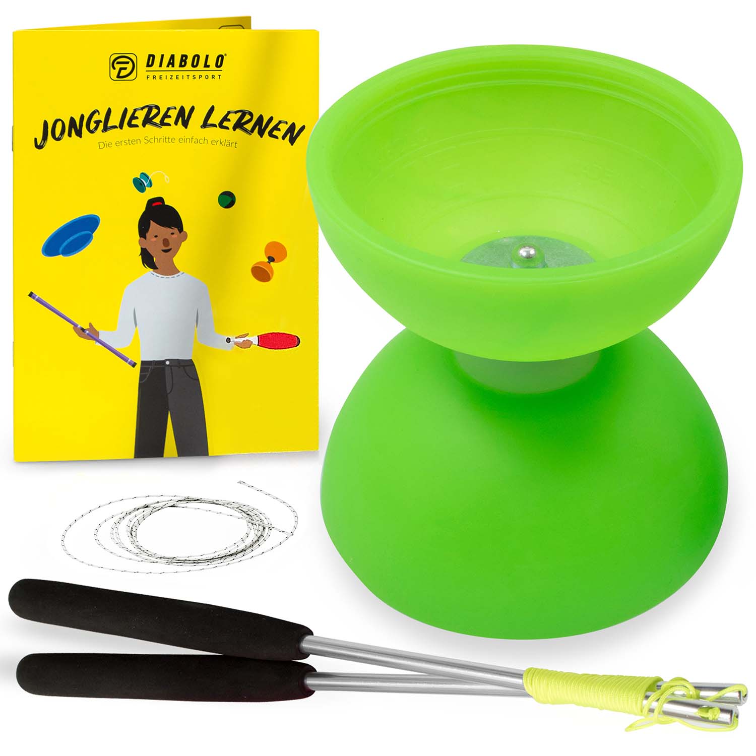 Diabolo Freizeitsport - Play Diabolo Set Comet Diabolo Neongruen 001