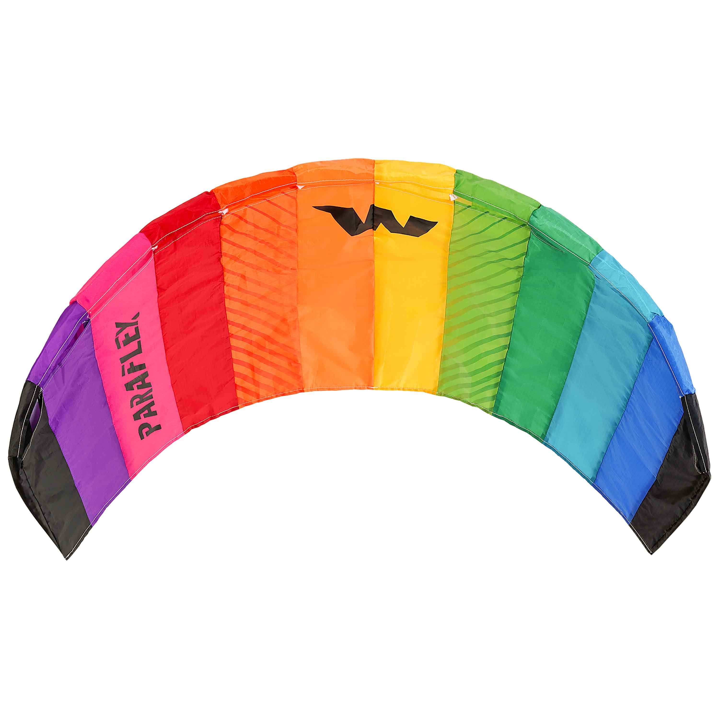 Wolkenstürmer Lenkmatten an zwei Leinen mit Flugschlaufen in Regenbogen für Jugendliche online kaufen! Große Wolkenstürmer Lenkmatte mit Kammern in farbenfrohen Farben als Lenkdrachen