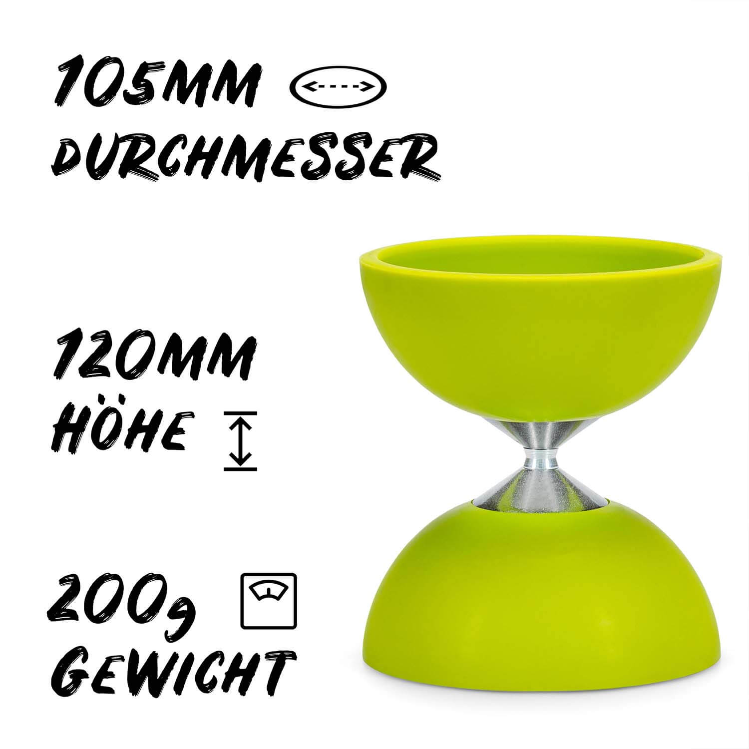Diabolo Freizeitsport - Diabolo Set Basic Lime 105mm 200g
