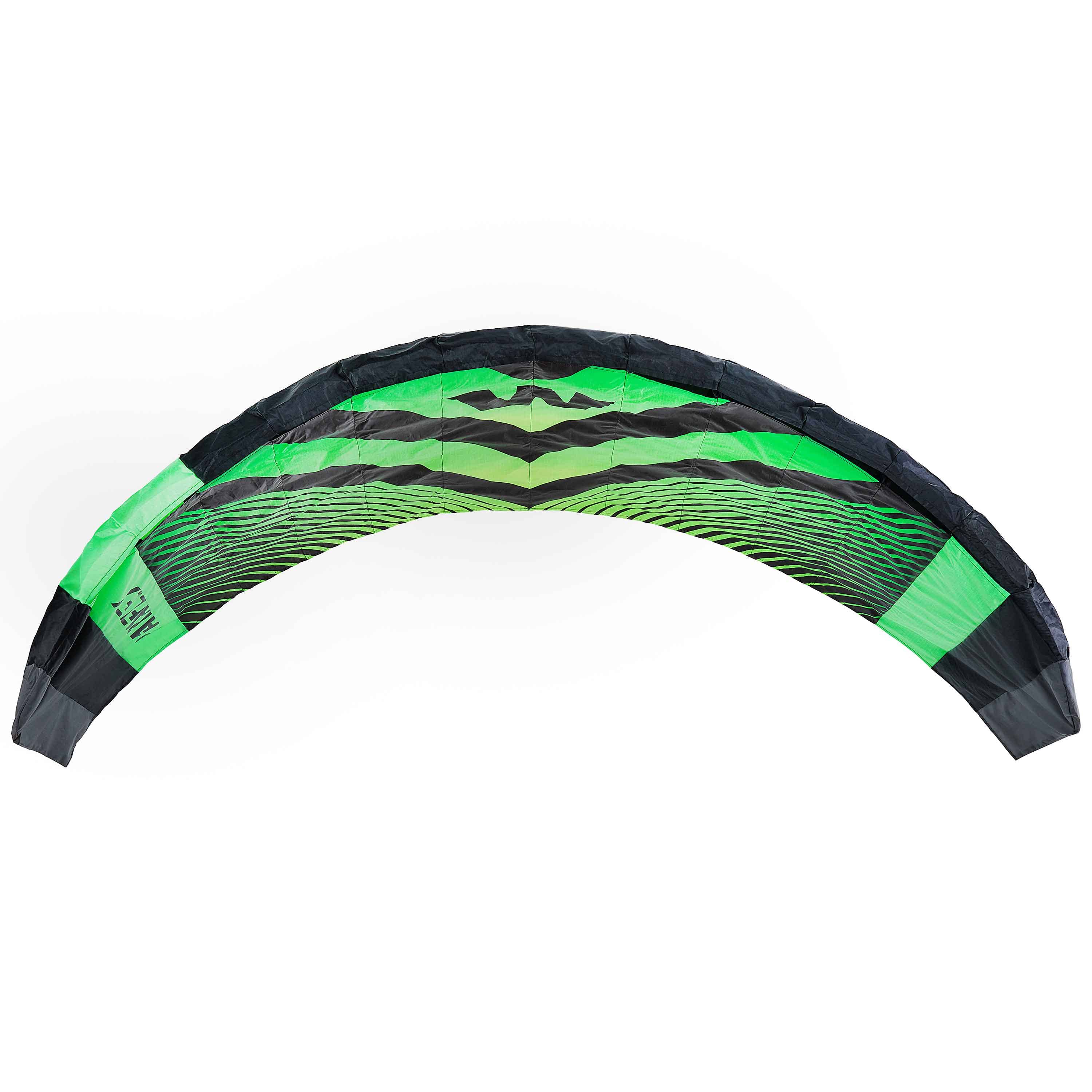 Wolkenstürmer Paraflex Sport 2.3 schwarz-grün Lenkdrachen für Kinder und Einsteiger als Lenkmatte