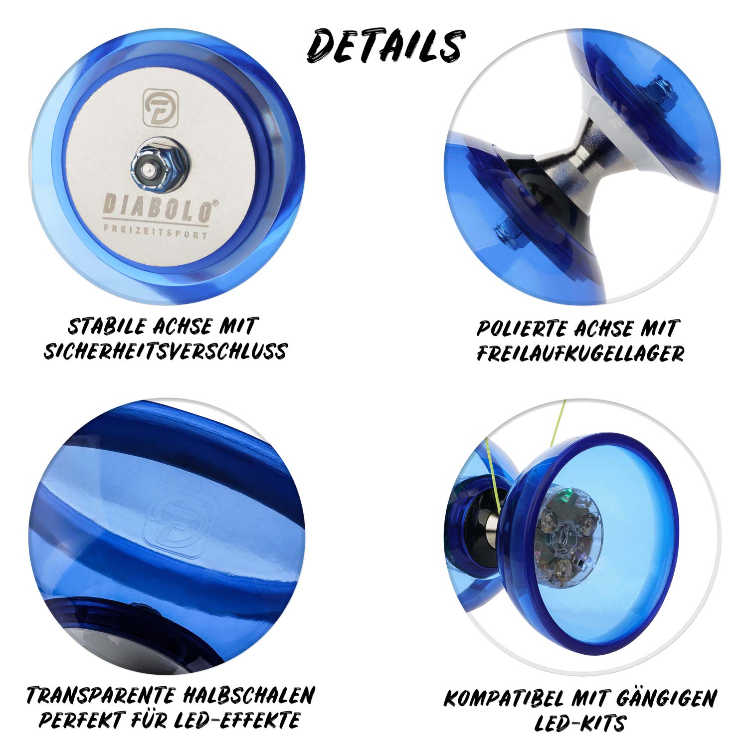Diabolo Freizeitsport - Diabolo Set Pro Clear Set Blau Details