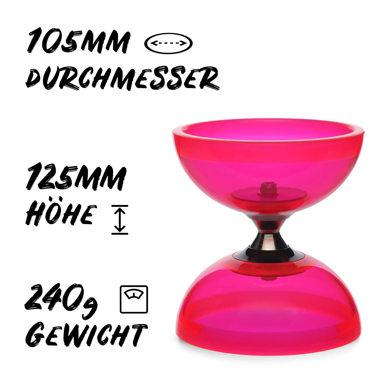 Diabolo Freizeitsport - Diabolo Set Pro Clear Set Rot Abmessungen