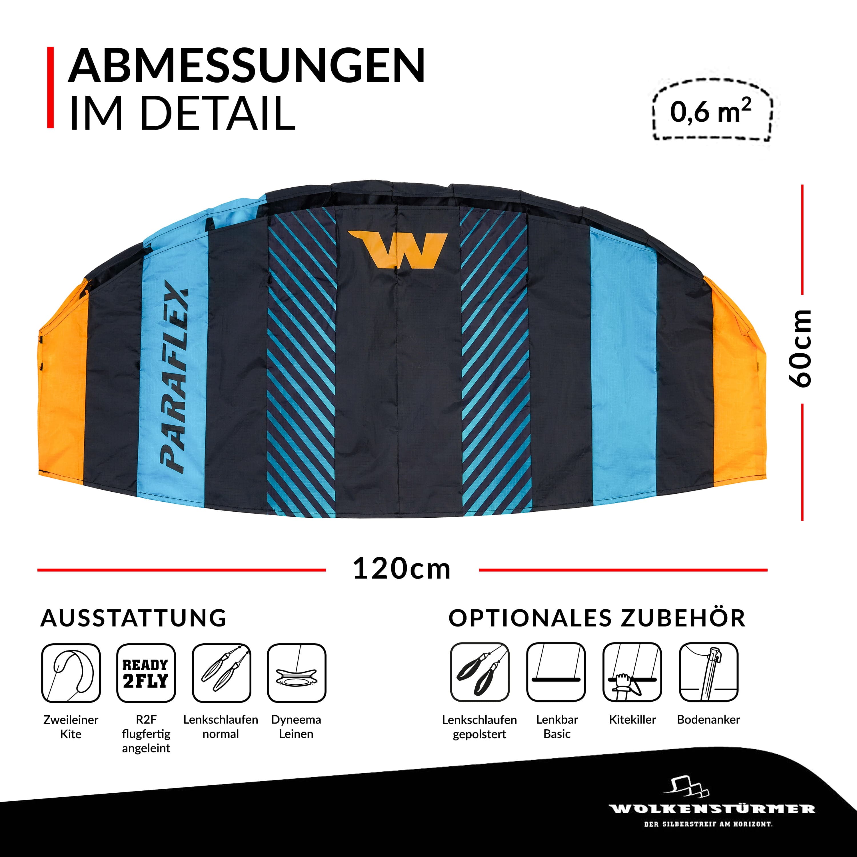 Wolkenstürmer Drachen Paraflex Basic 1.2 türkisblau als Datenblatt