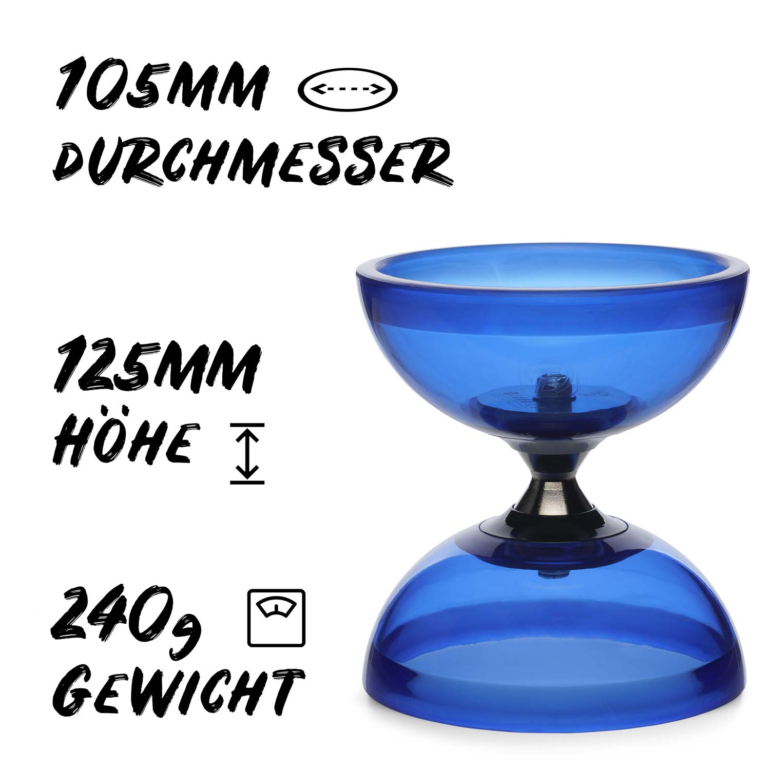 Diabolo Freizeitsport - Diabolo Set Pro Clear Set Blau Abmessungen